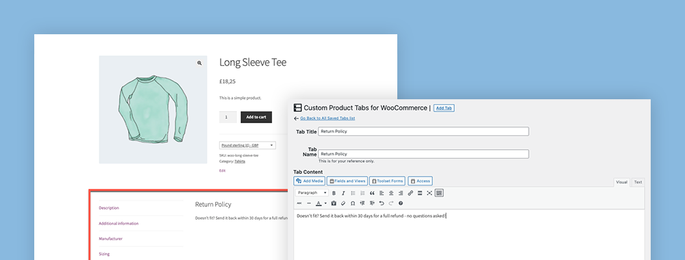 Benutzerdefinierte Produktregisterkarten für WooCommerce