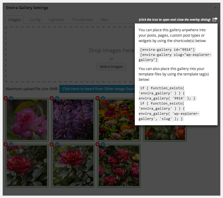 Code für Ihre Galerie