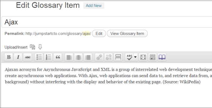 Glossar-Tooltip bearbeiten