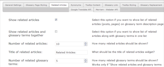 verwandte Artikel Tooltip-Glossar