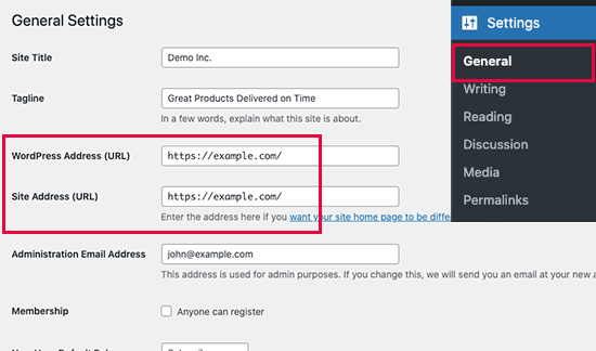 WordPress-URL-Einstellungen