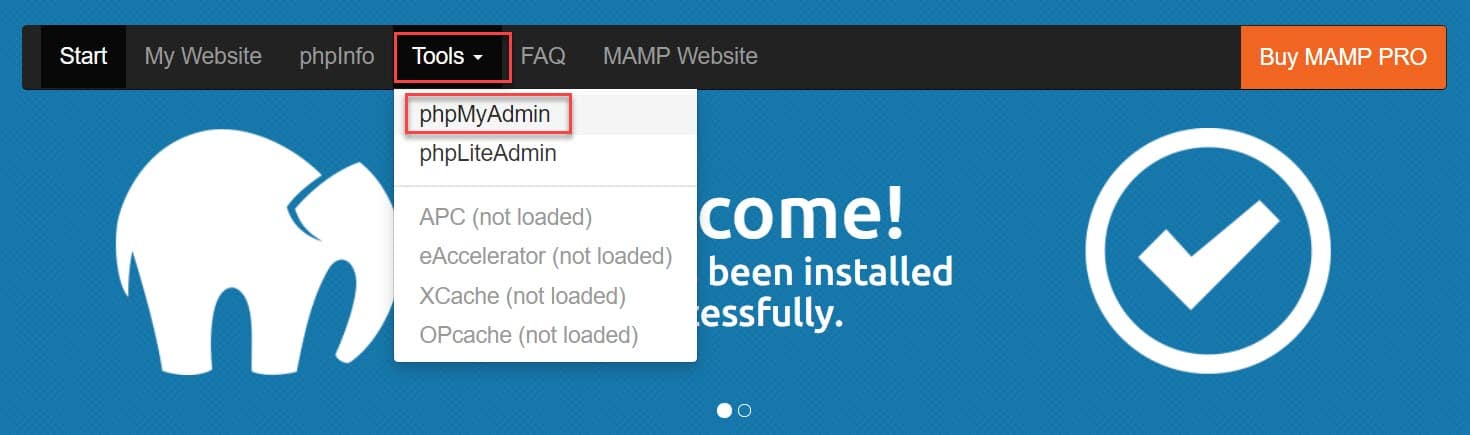 phpMyAdmin öffnen