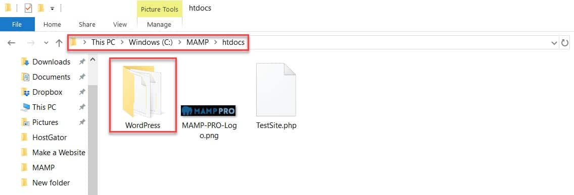 Verschieben Sie die WordPress-Installation in htdocs