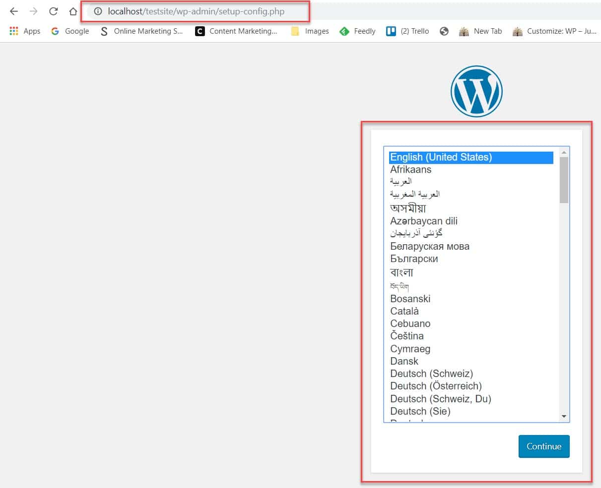 Führen Sie die lokale WordPress-Installation aus