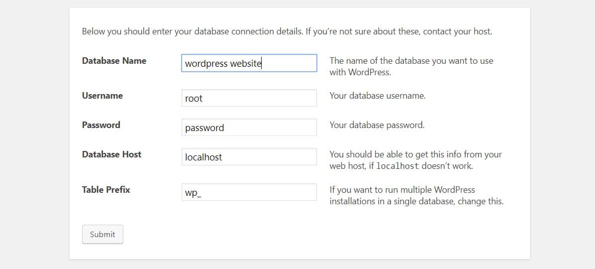 Datenbankeinstellungen