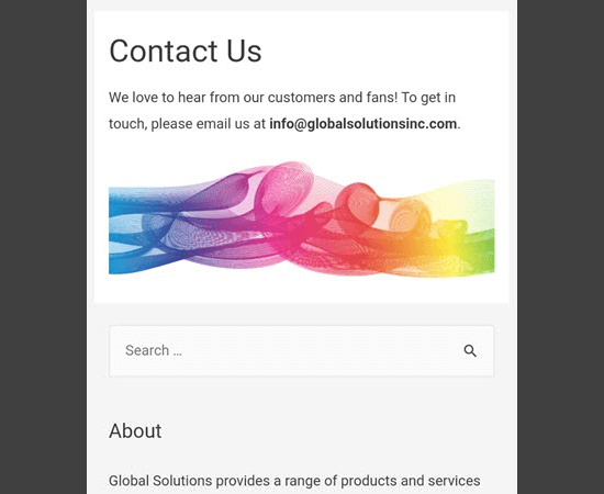 Das Such-Widget, das unter dem Inhalt auf dem Handy angezeigt wird