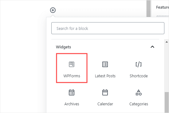 Hinzufügen des WPForms-Blocks zu Ihrer Seite oder Ihrem Beitrag
