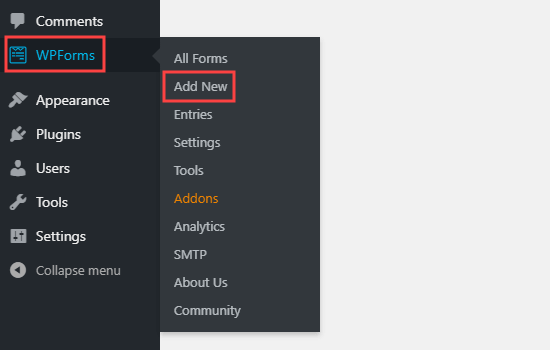 Erstellen eines neuen Formulars mit WPForms