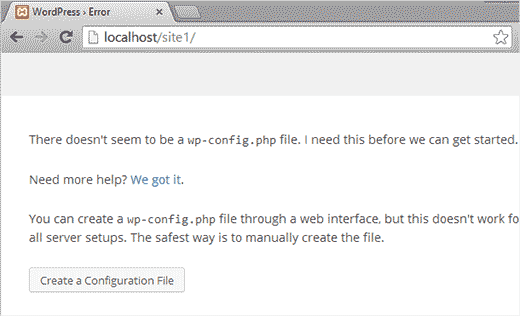 WordPress-Installation: Erstellen einer Konfigurationsdatei