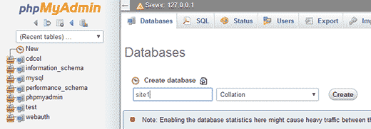 Datenbank erstellen mit phpMyAdmin