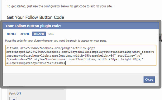 Holen Sie sich den Folgen-Button-Code in einem iframe für Ihre WordPress-Website