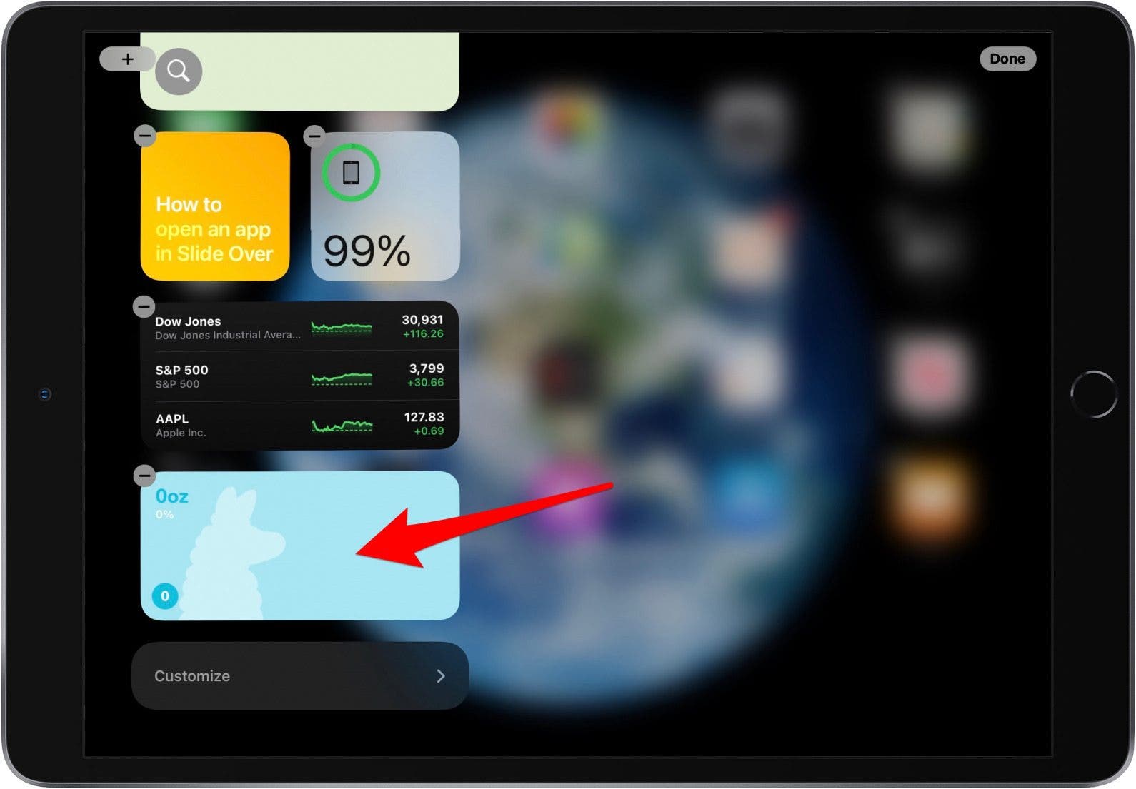 Sie sehen Ihr neues Widget in der Widget-Sammlung in Ihrer Heute-Ansicht