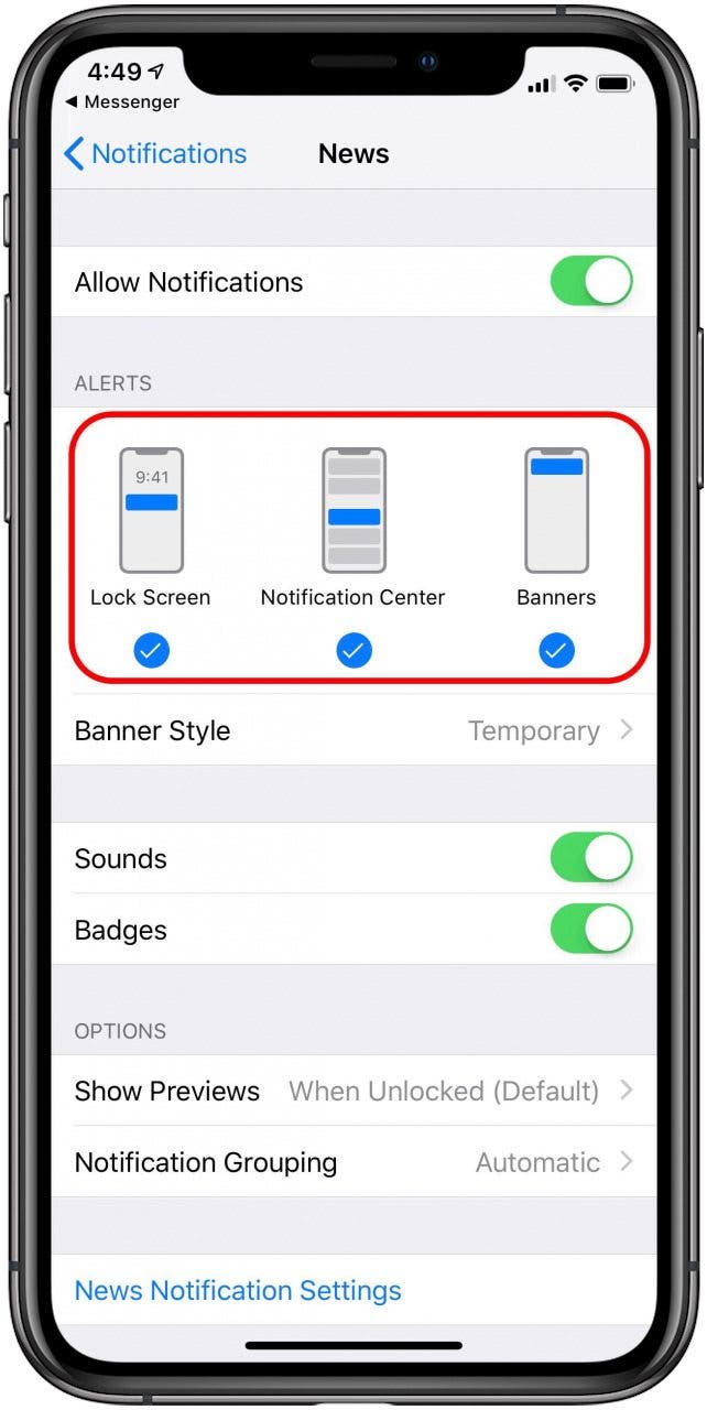 iPhone-Sperrbildschirmbenachrichtigung