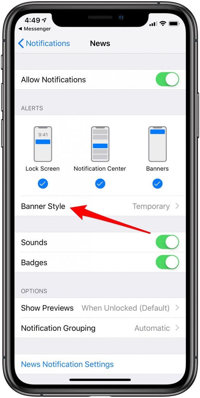 benachrichtigungen ios 12