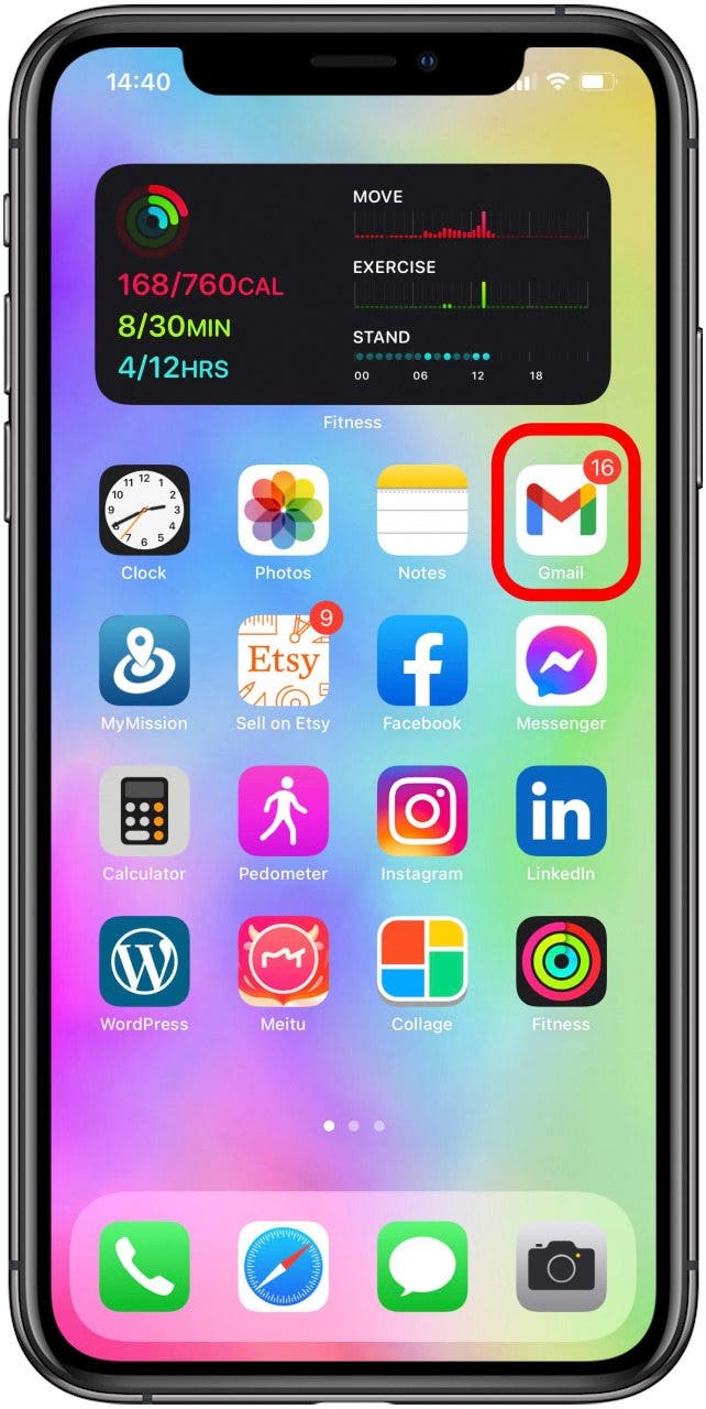 Öffnen Sie die Google Mail-App, um eine E-Mail zu drucken.