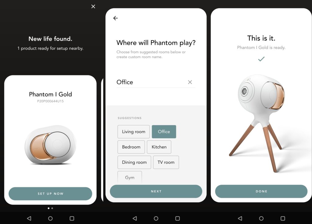 Einrichtungsprozess der Devialet Phantom 1-App