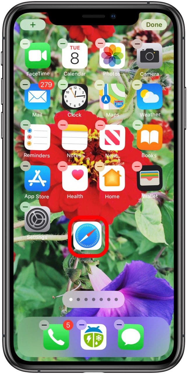 Verschieben Sie das Symbol aus dem Dock