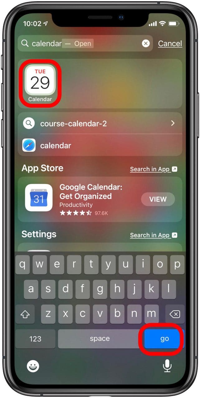 Tippen Sie auf das App-Symbol oder tippen Sie auf Los