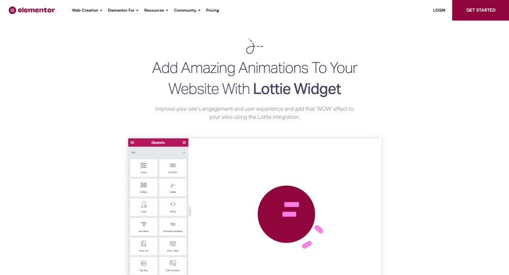 Elementor Pro - Lottie-Widget