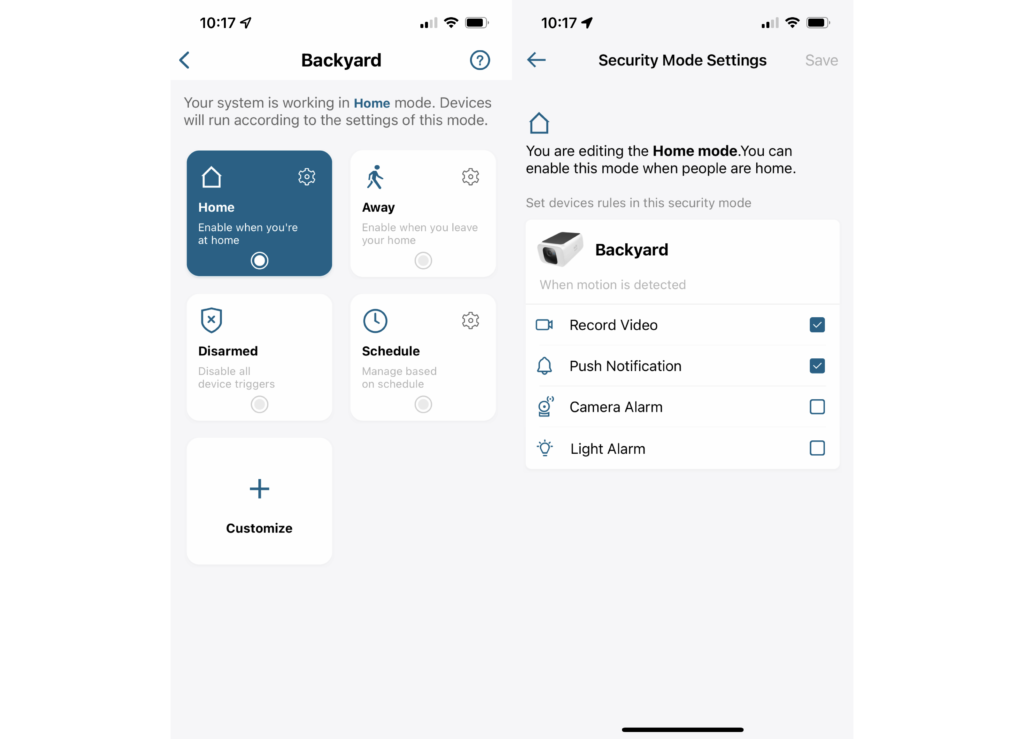 Eufy SoloCam S40-Modi