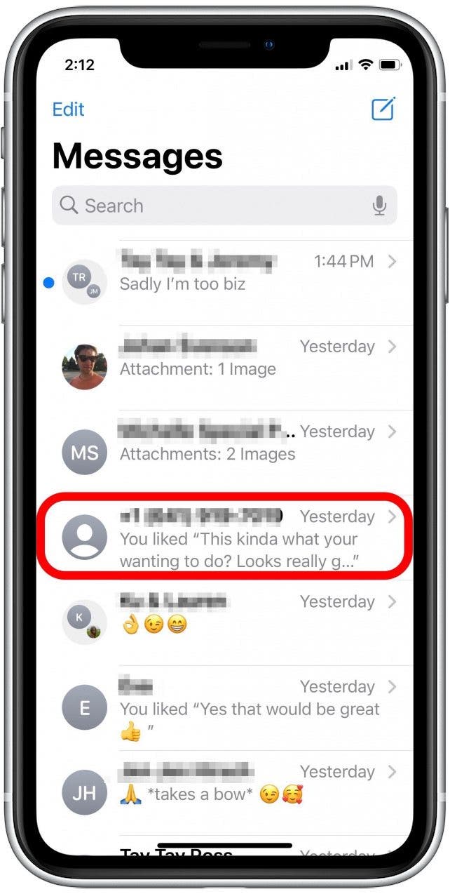 Tippen Sie auf eine Konversation.