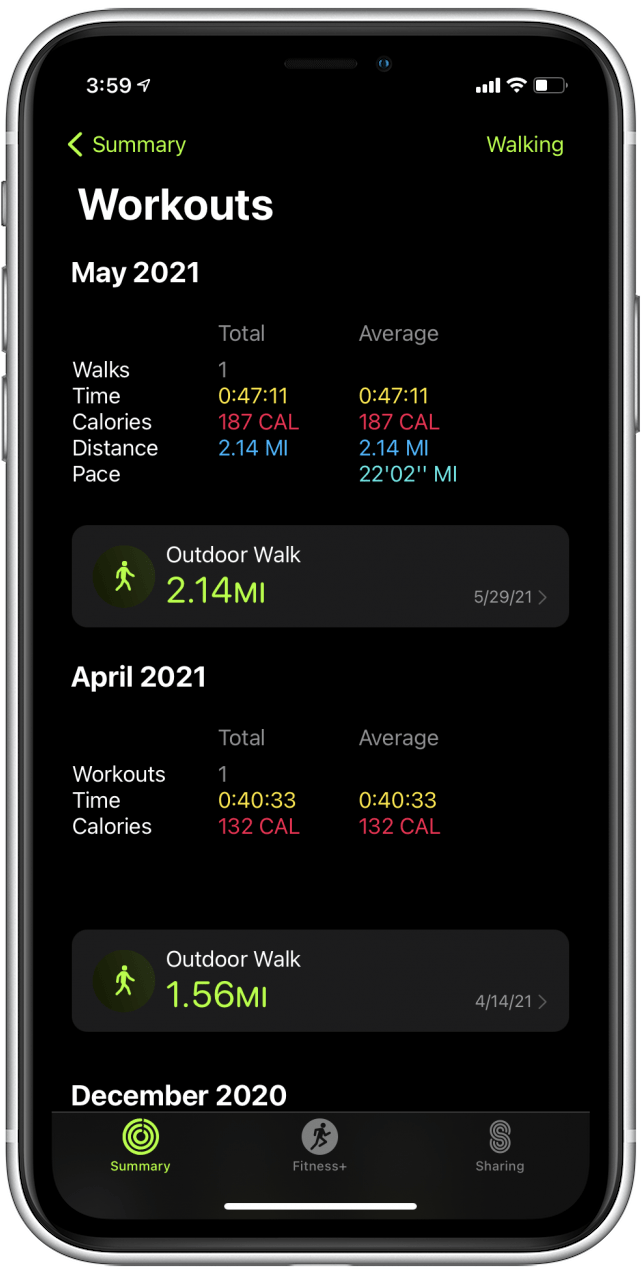 Apple Watch Trainingsverlauf