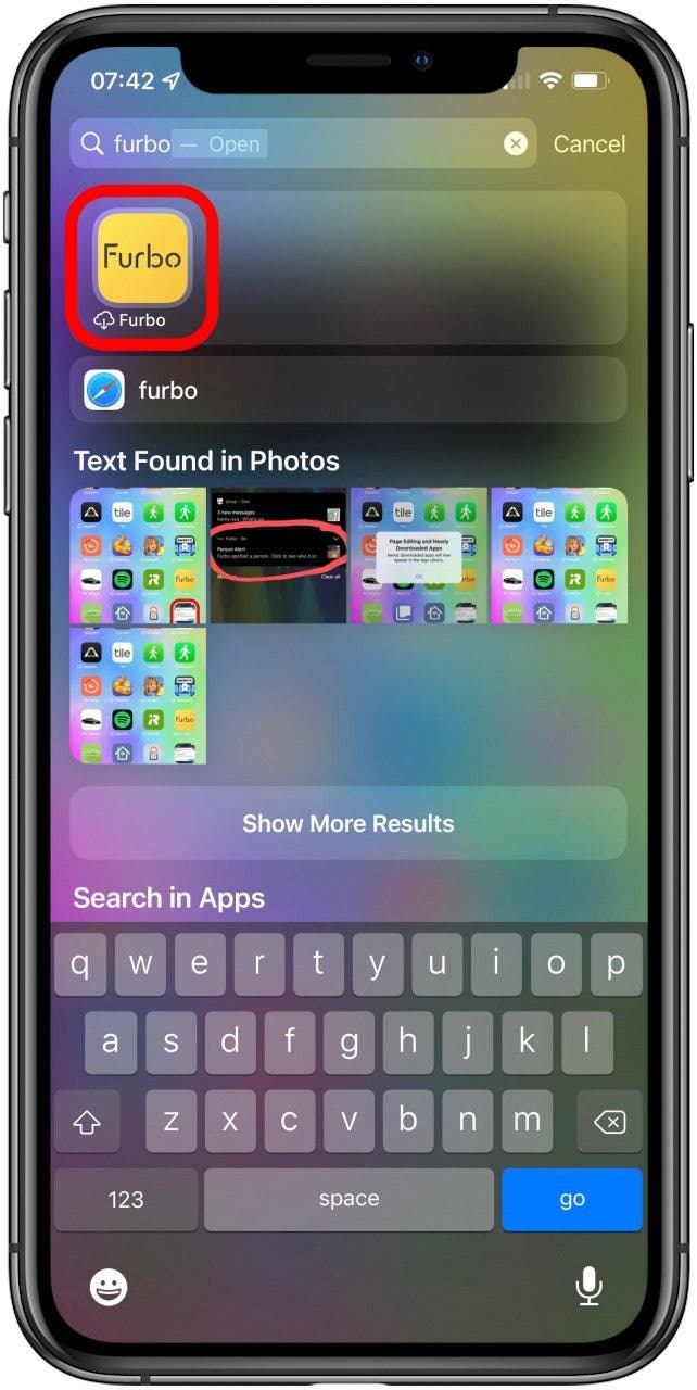 Wenn sich die App auf Ihrem Gerät befindet, wird das App-Symbol angezeigt.