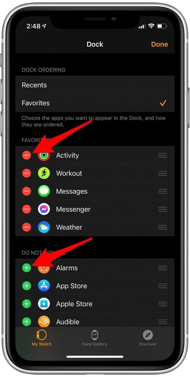 Apple Watch-Dock bearbeiten
