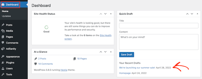 Die WordPress Quick Draft-Box