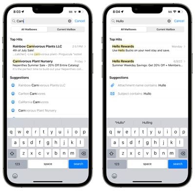 ios 16 mail app verbesserte suche