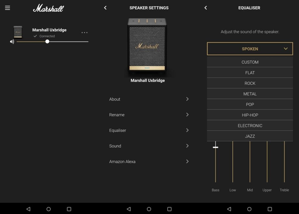 Einstellungen der Marshall Uxbridge Voice-App