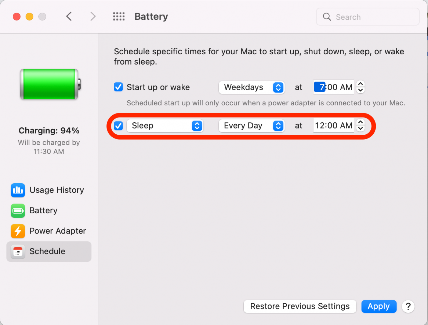 All diese Einstellungen gelten für die Option „Sleep“, um Ihren Mac so einzustellen, dass er zu einer bestimmten Zeit automatisch in den Ruhezustand wechselt.