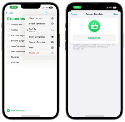 ios 16 erinnerungen als vorlage speichern