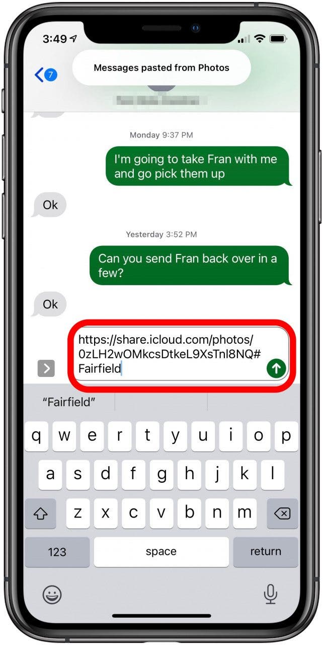 icloud-link zum teilen von fotos