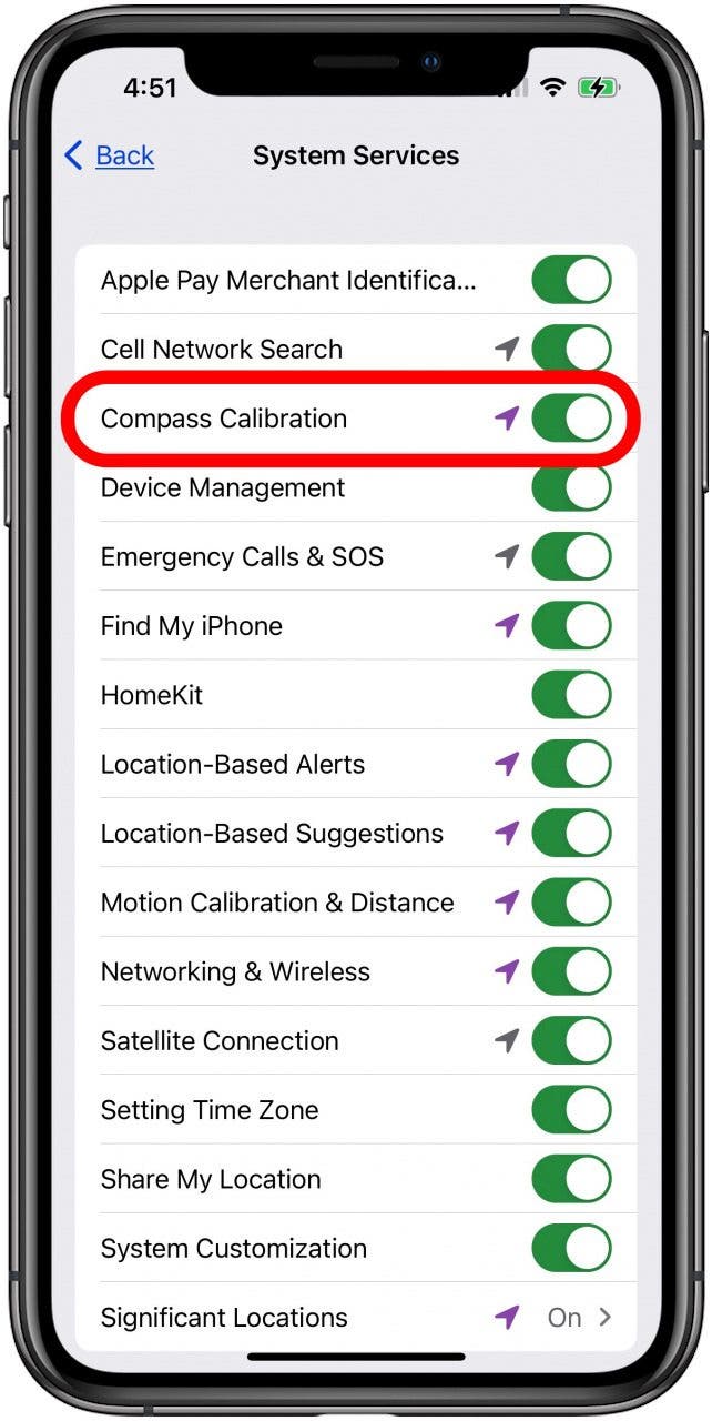 Kompasskalibrierung iphone einschalten.