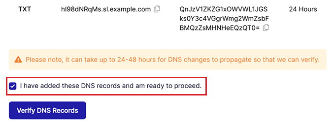 Klicken Sie auf die Schaltfläche „DNS-Einträge überprüfen“.