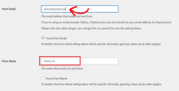 Fügen Sie „Von E-Mail“ und „Von Name“ in die Felder ein