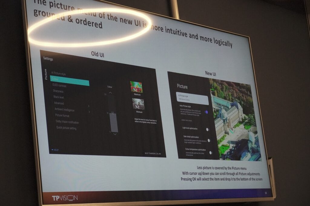 Philips OLED908 hat die Menüeinstellungen neu gestaltet