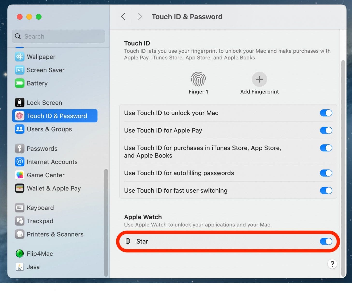 Apple Watch MacBook entsperren