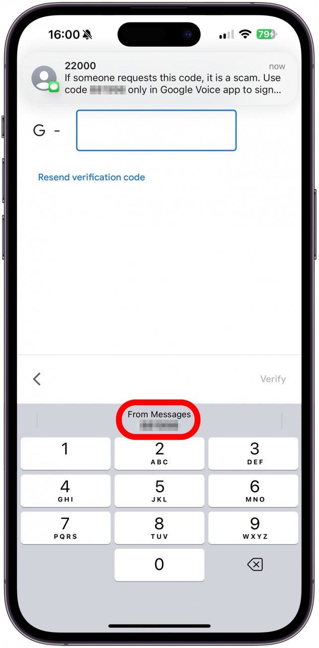 Ihr Code sollte per Text übermittelt werden und möglicherweise sogar automatisch ausgefüllt werden.