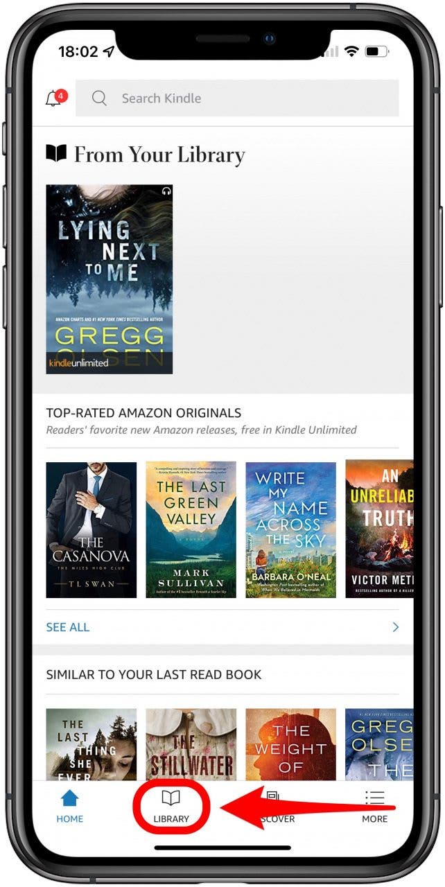 Tippen Sie auf Bibliothek: Wie kann ich meine Kindle-Bibliothek anzeigen?