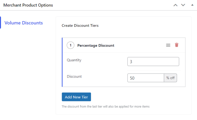 Prozentuale Rabattstufe für Merchant Pro