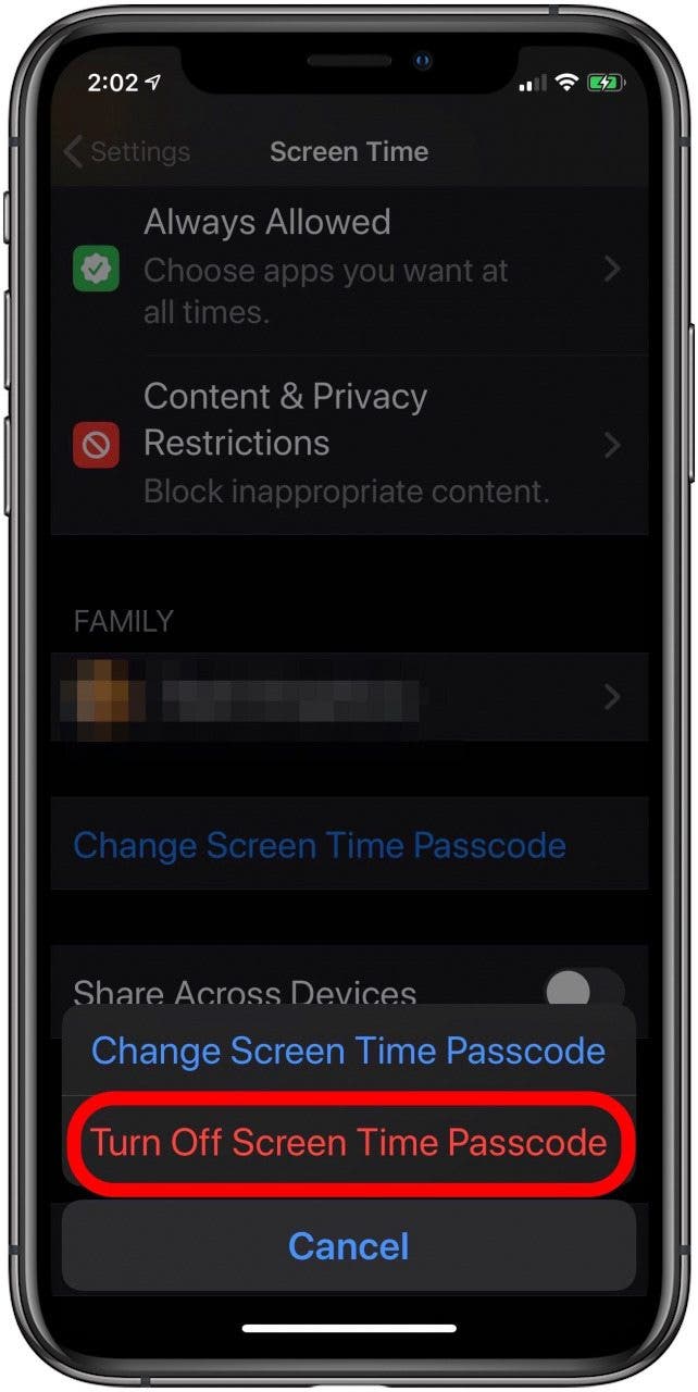 Deaktivieren Sie den Bildschirmzeit-Passcode