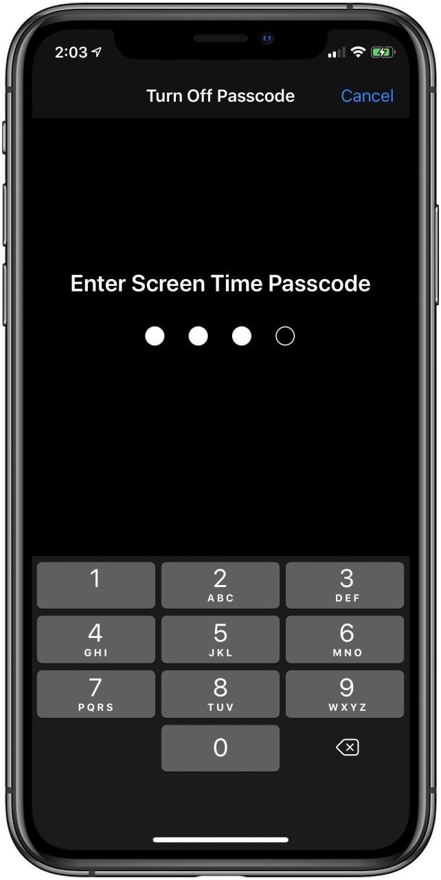 Geben Sie den Bildschirmzeit-Passcode ein