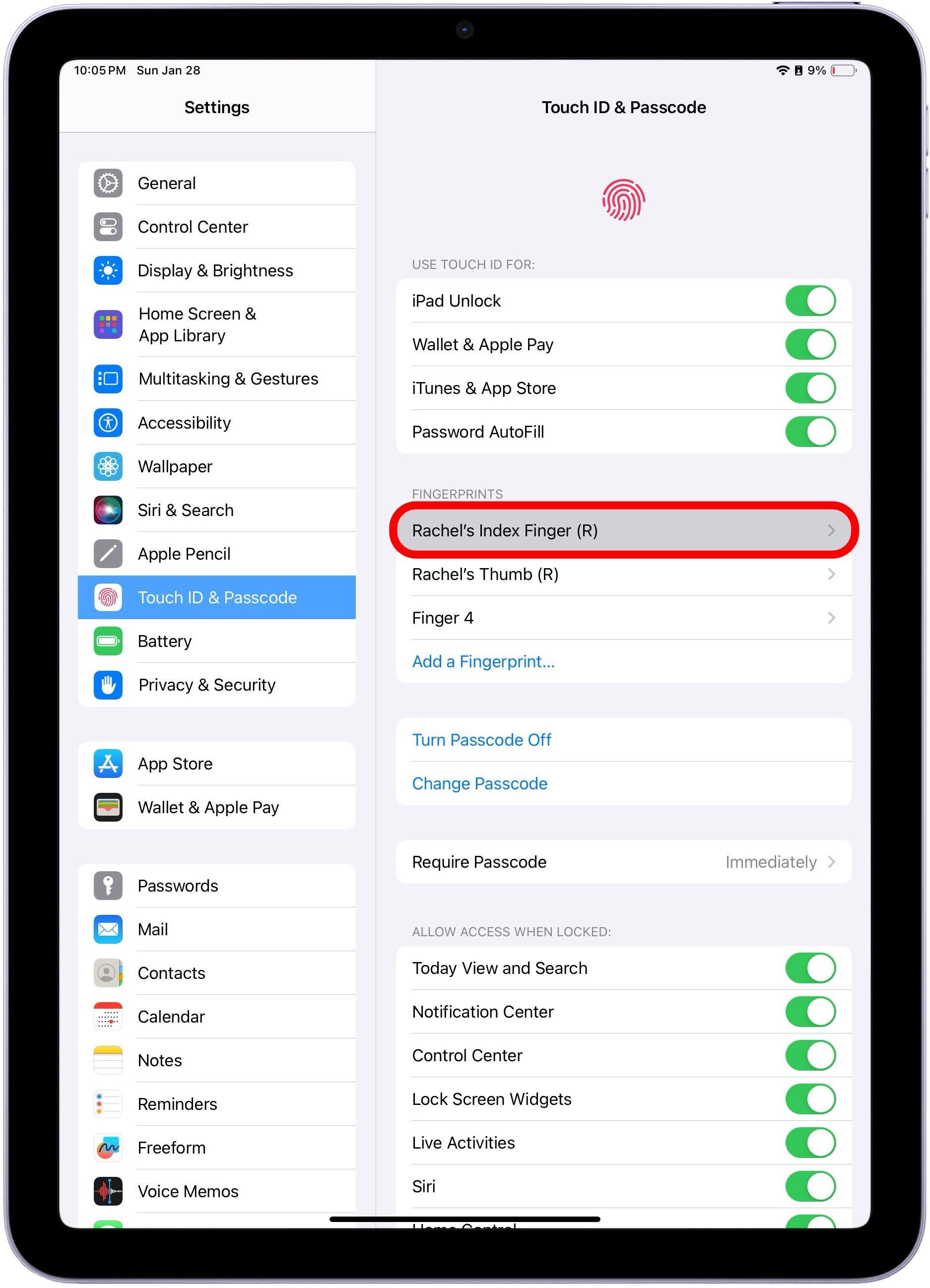 Unbekannte Fingerabdrücke auf dem iPad