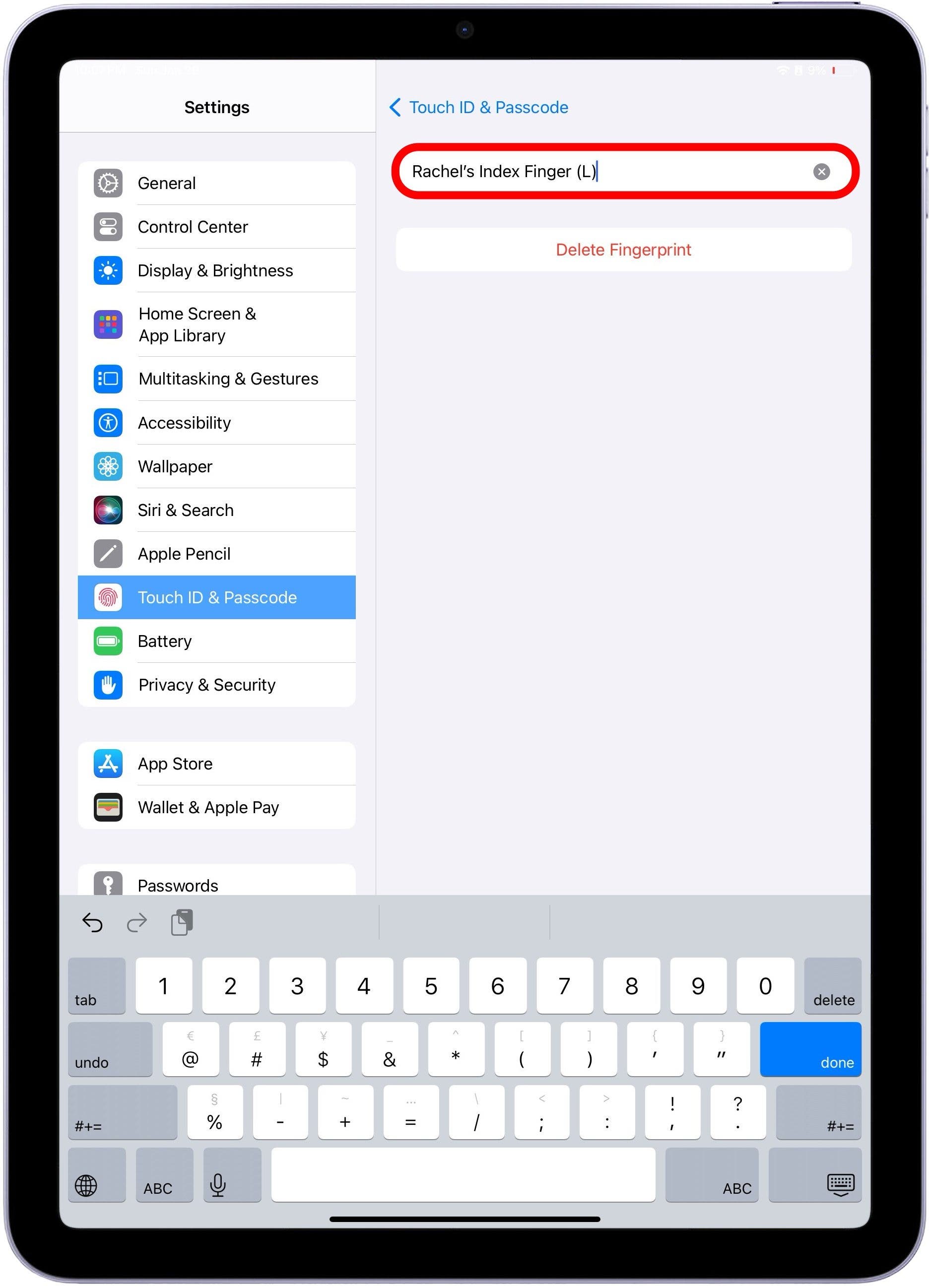 Fingerabdruck-Touch-ID löschen