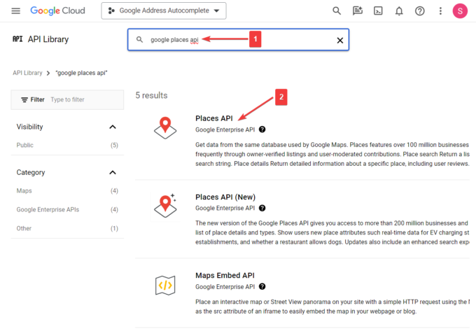 API-Bibliothek Google Places
