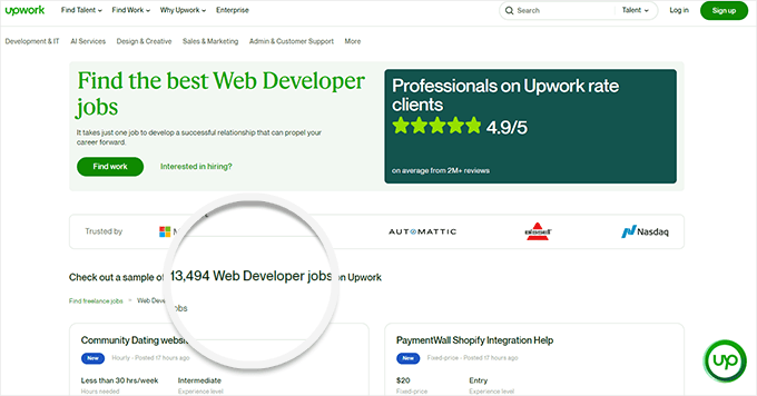 Jobs als Webentwickler auf freiberuflichen Websites