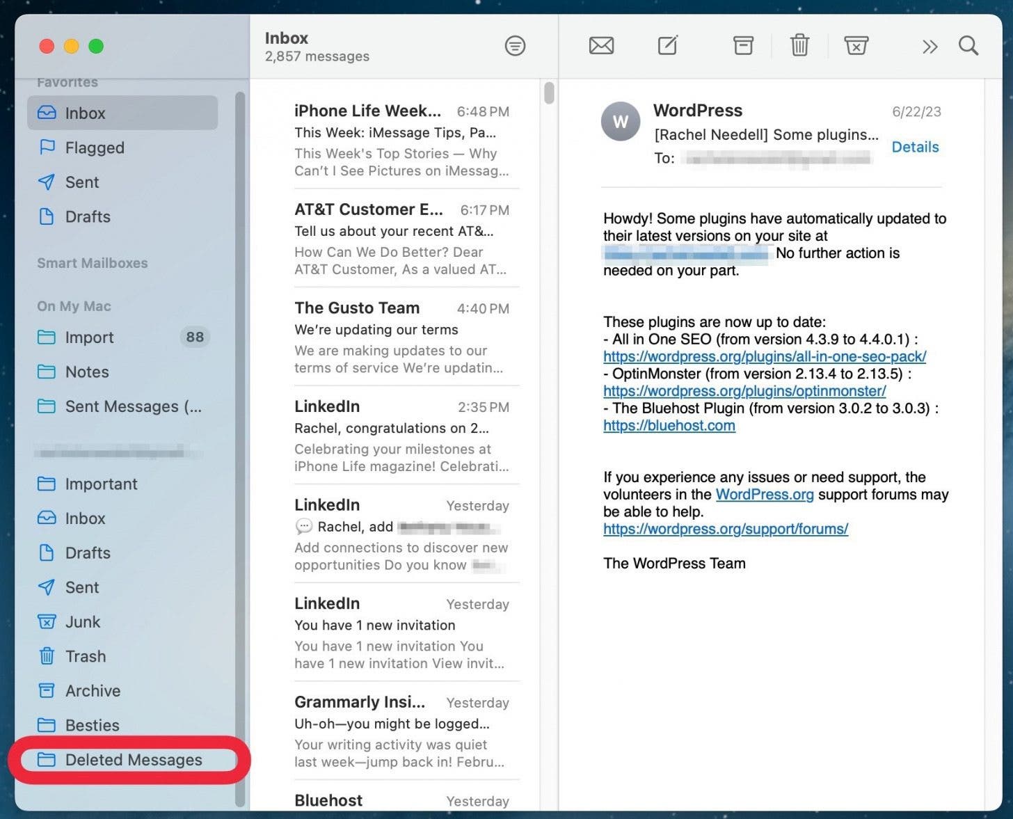gelöschte E-Mails