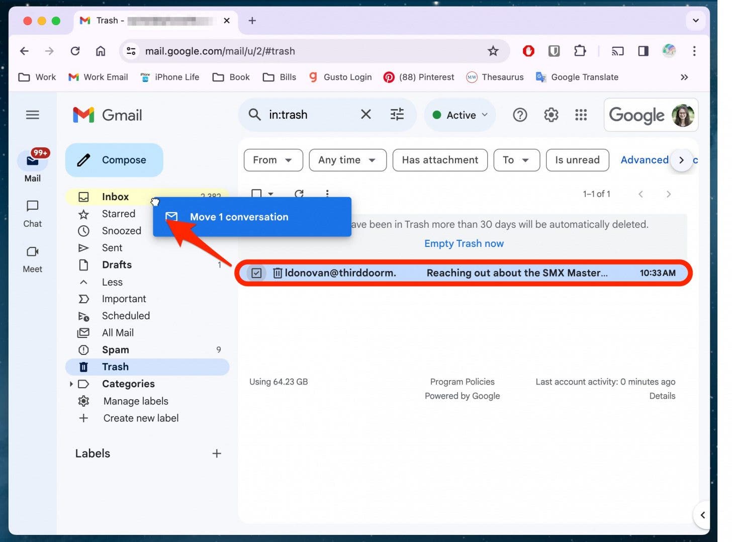 Wiederherstellen gelöschter E-Mails